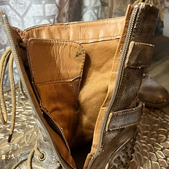 Brown Lace-Up Combat Boots - Picture 10 of 10